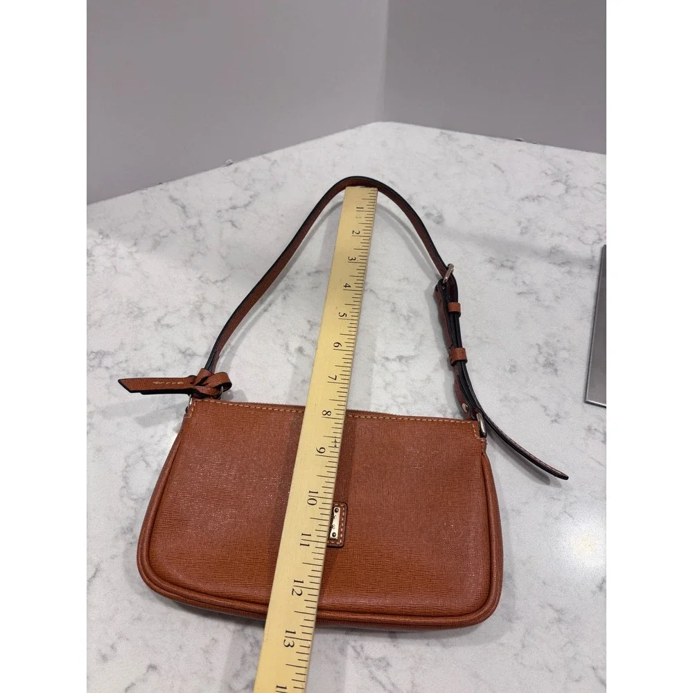 Dooney‎ & Bourke Saffiano Leather Baguette Shoulder Bag Brown Caramel Small